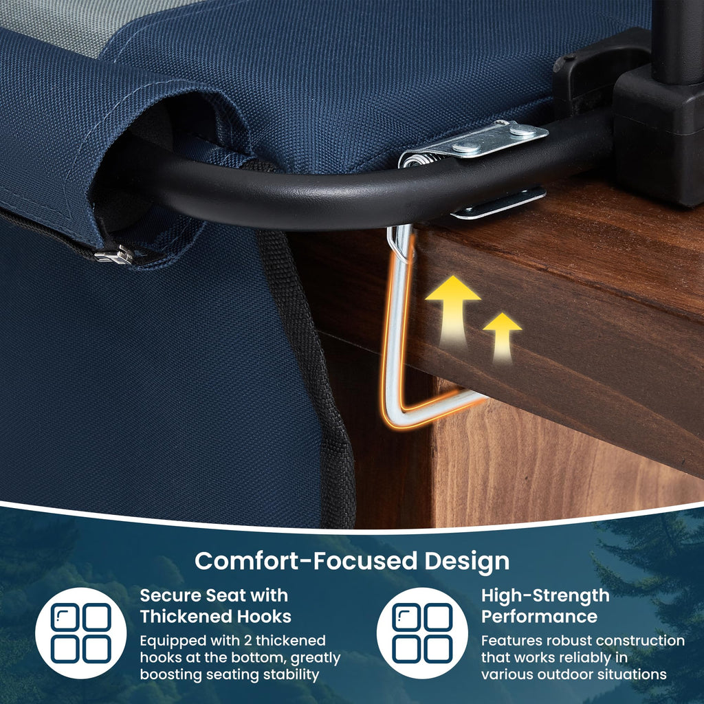 Portable Foldable Bleacher Chair with Cup Holders Blue H38776