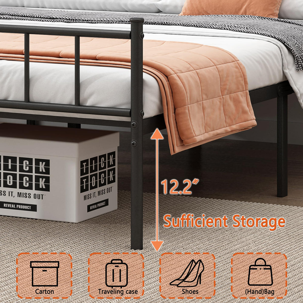 Queen Metal Bed Frame with Steel Slat Support M203820