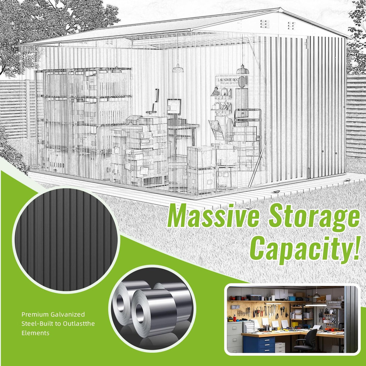 10x14 FT Metal Storage Shed F4626