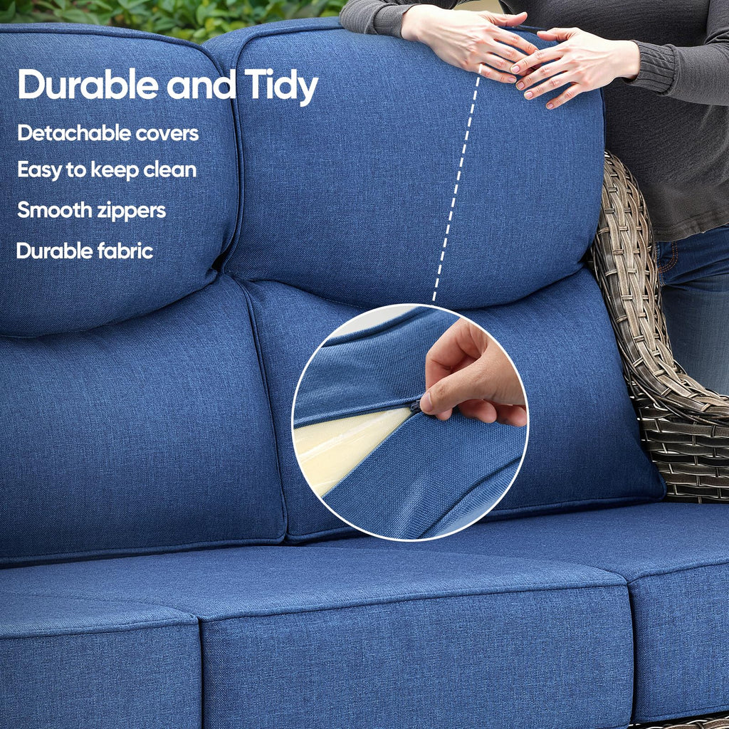 Grey Wicker 3-Seat Outdoor Sofa with Cushion V198389