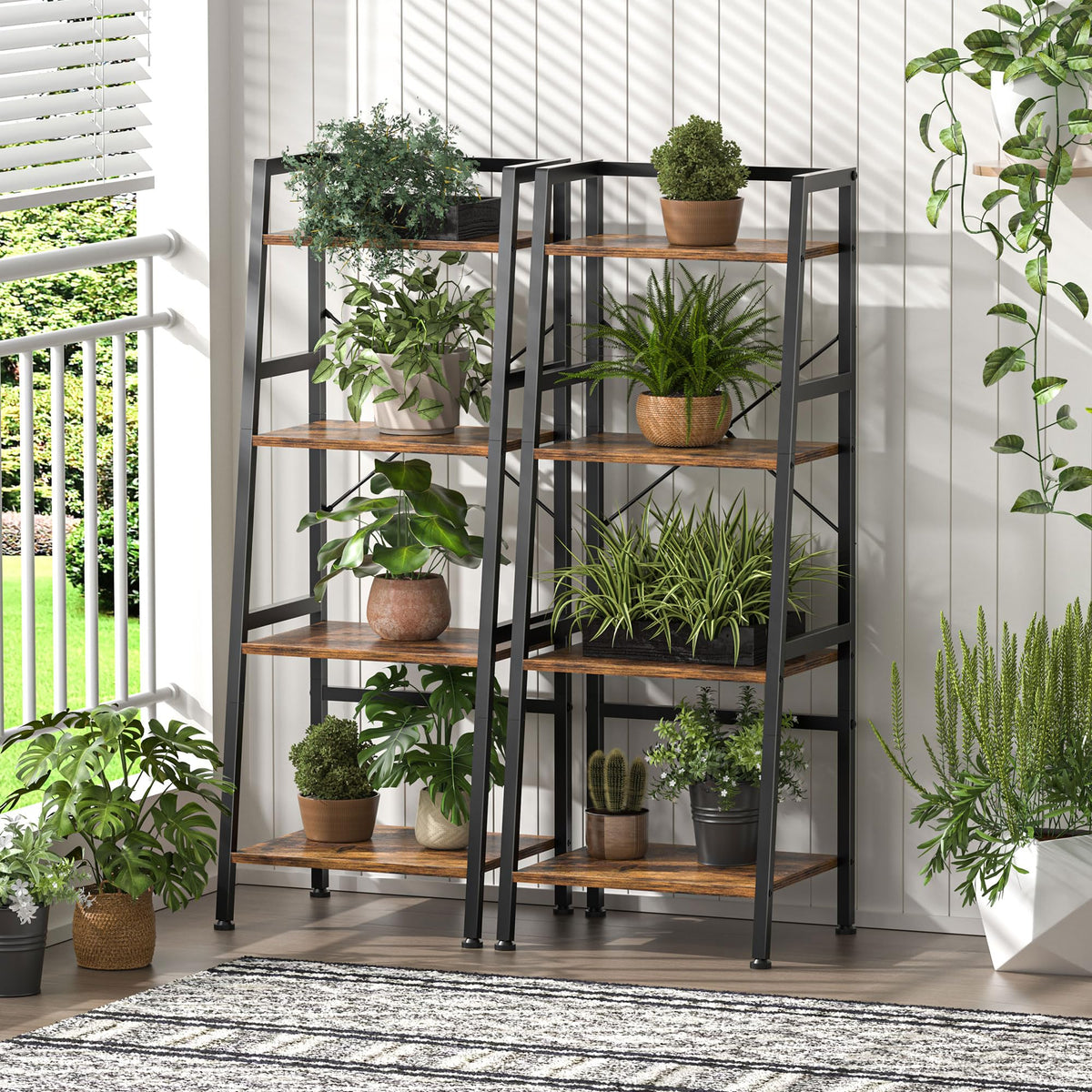 4-Tier Industrial Bookshelf with Steel Frame I8227