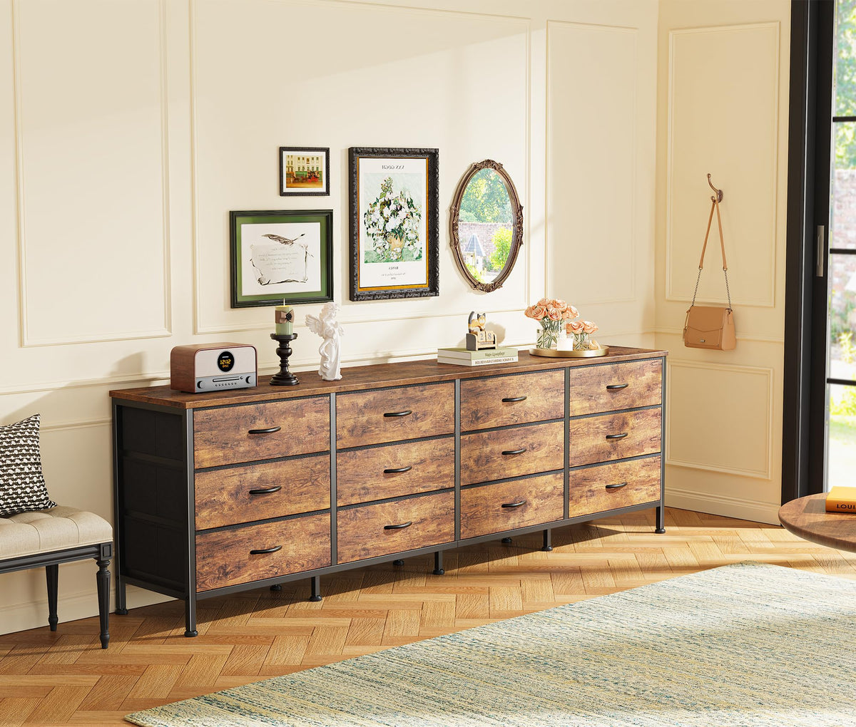 70 Inch 12 Fabric Drawer Dresser A9738