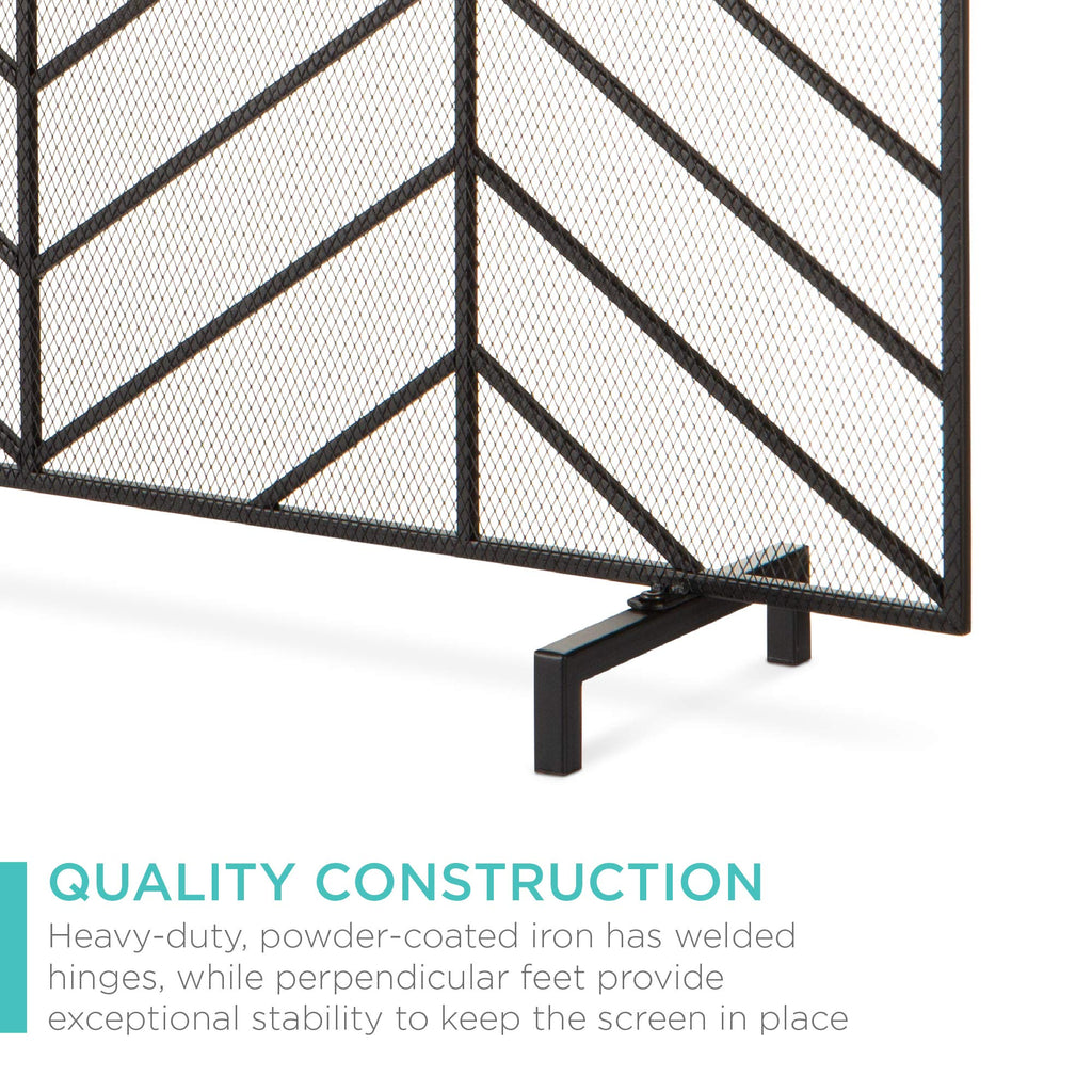 38x31in Wrought Iron Mesh Chevron Fireplace Screen X8040