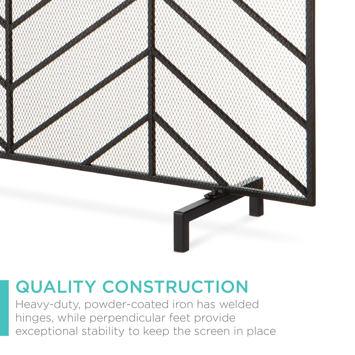 38x31in Wrought Iron Mesh Chevron Fireplace Screen X8040