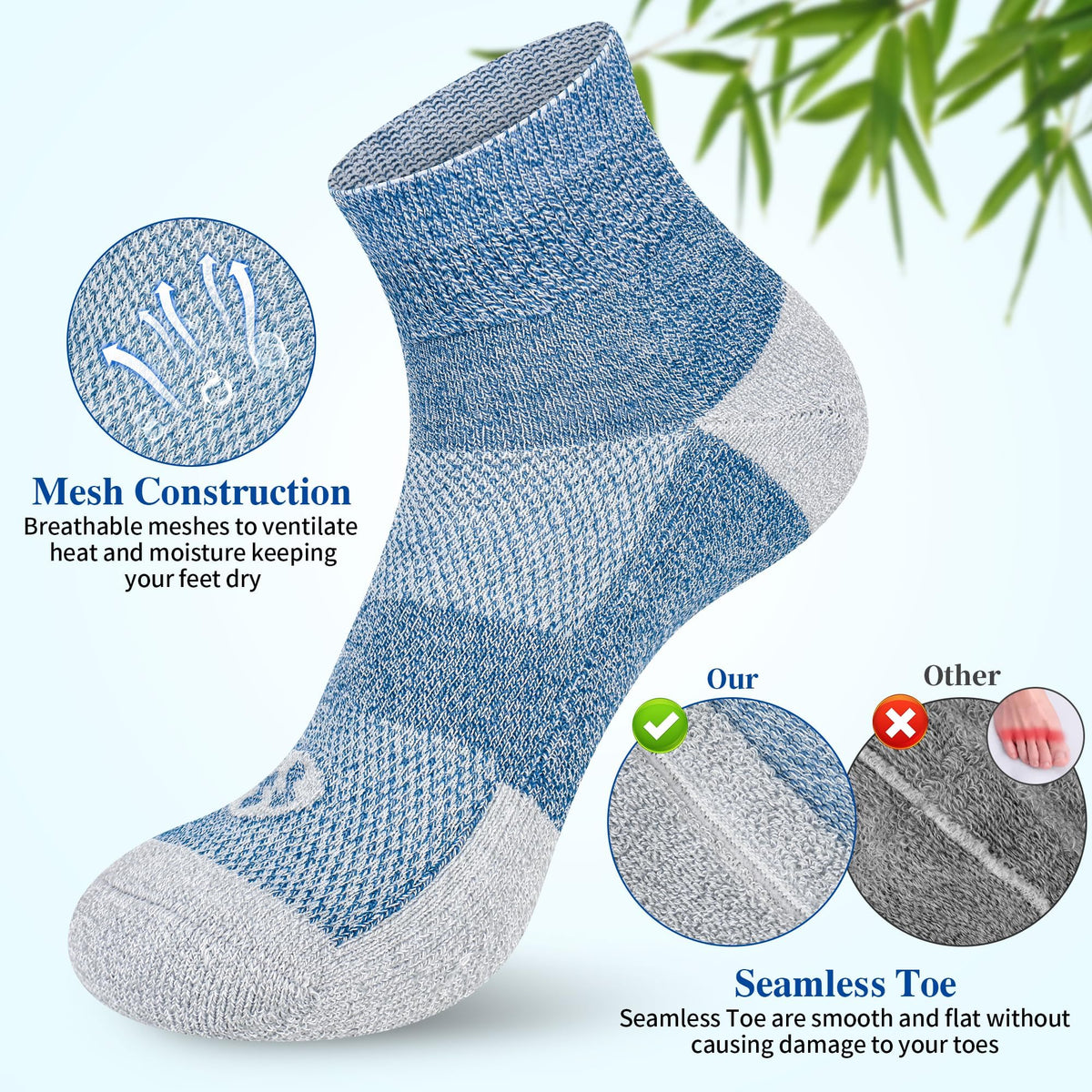 Diabetic Socks for Men, 12 Pairs Ankle & Low Cut Size 9-15 F3470