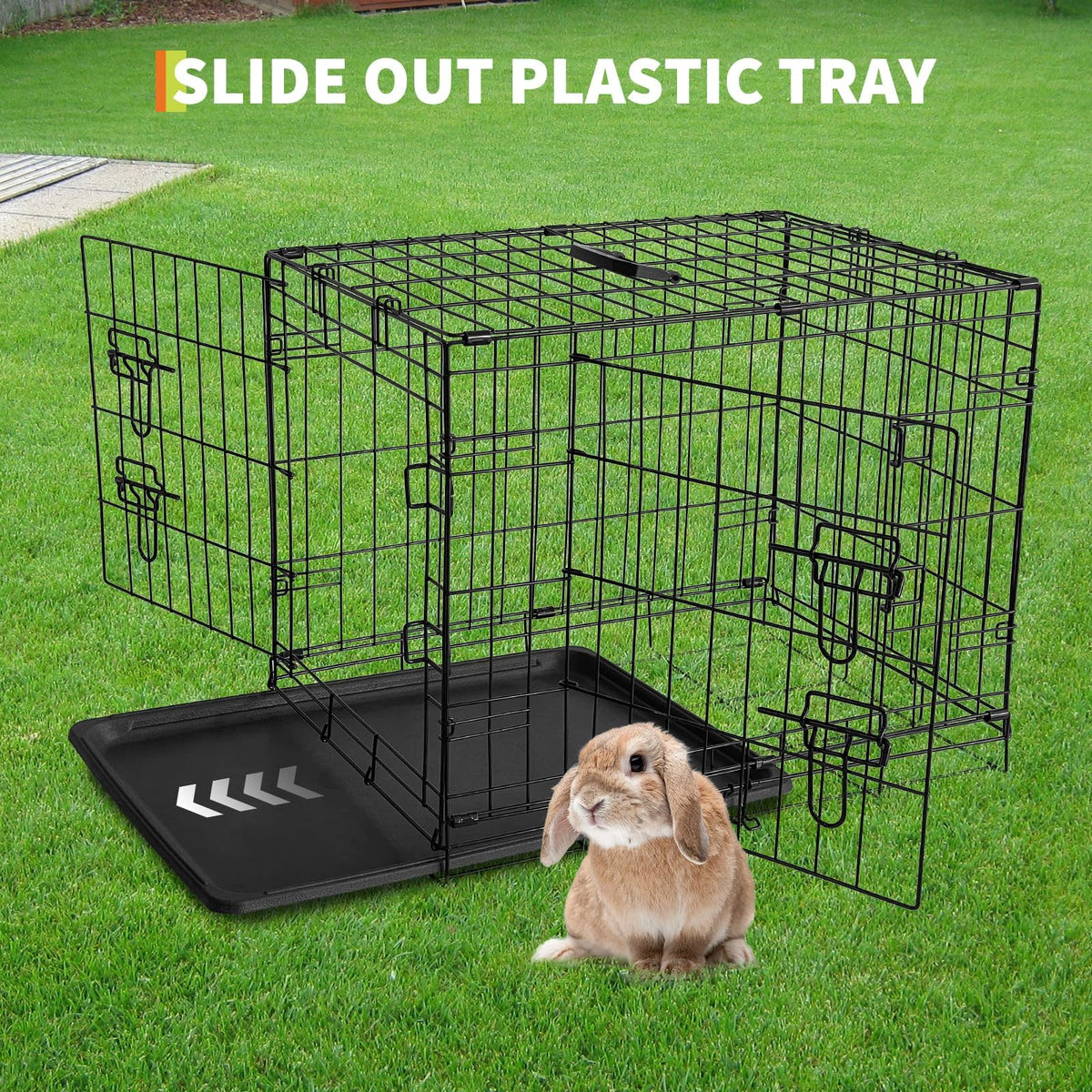 48 inch Portable Folding Dog Crate with Slide Out Tray D456379
