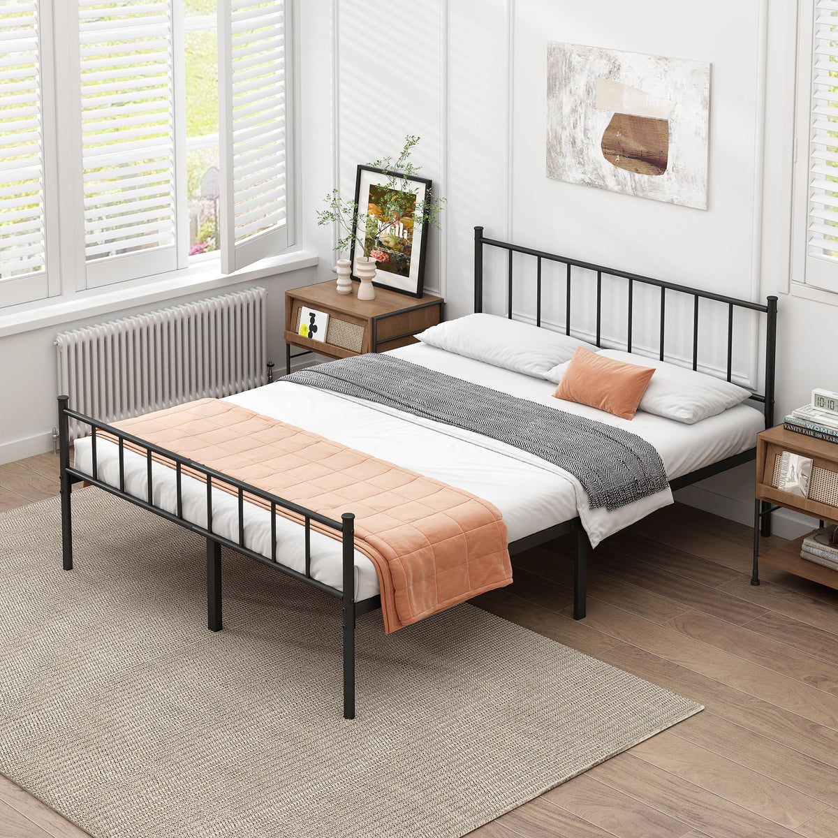 Queen Metal Bed Frame with Steel Slat Support M203820