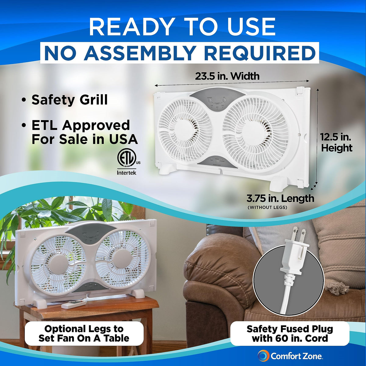 9-Inch Smart WiFi Twin Window Fan with App & Voice Control F4459