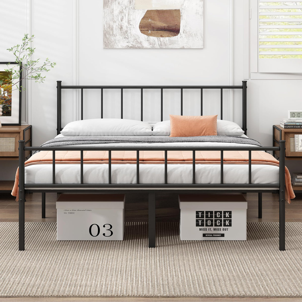 Queen Metal Bed Frame with Steel Slat Support M203820