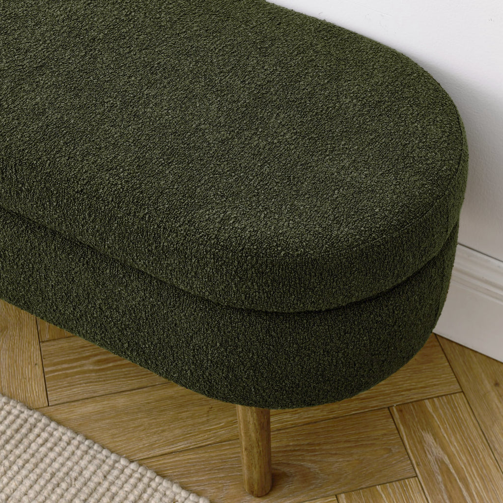 Oval Storage Bench with Rubber Wood Legs Green G787741