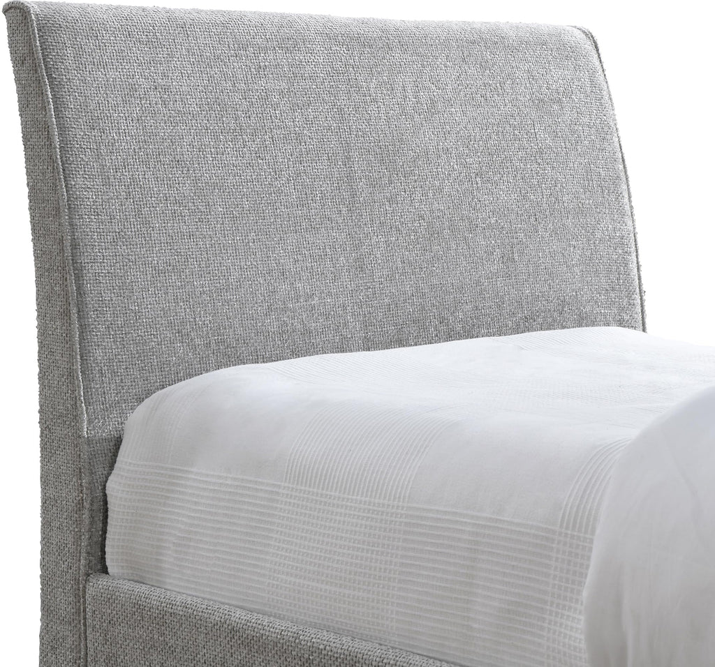 Grey Chenille Twin Trundle Bed H2120