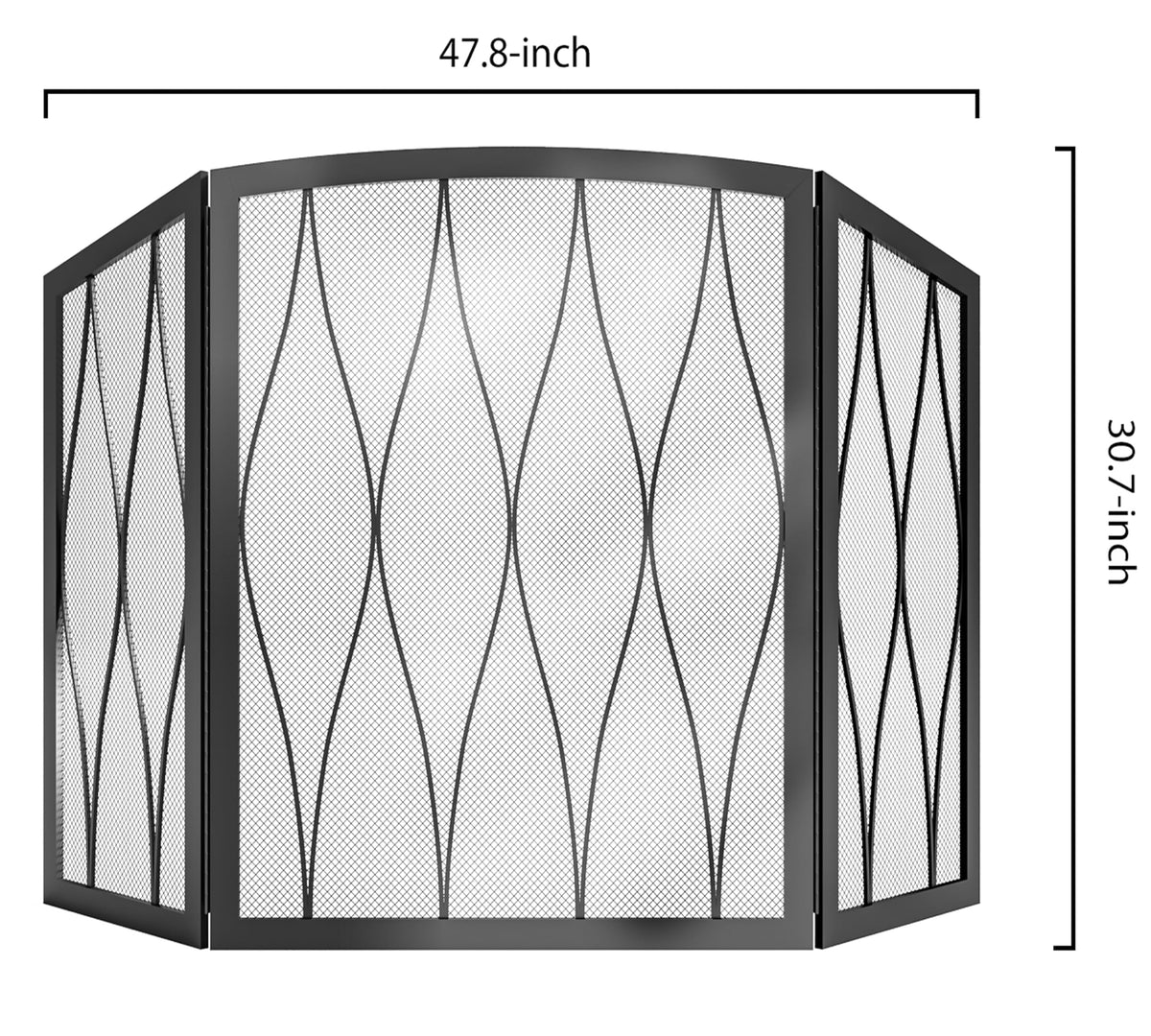 Childproof 3-Panel Wrought Iron Fireplace Screen D1372