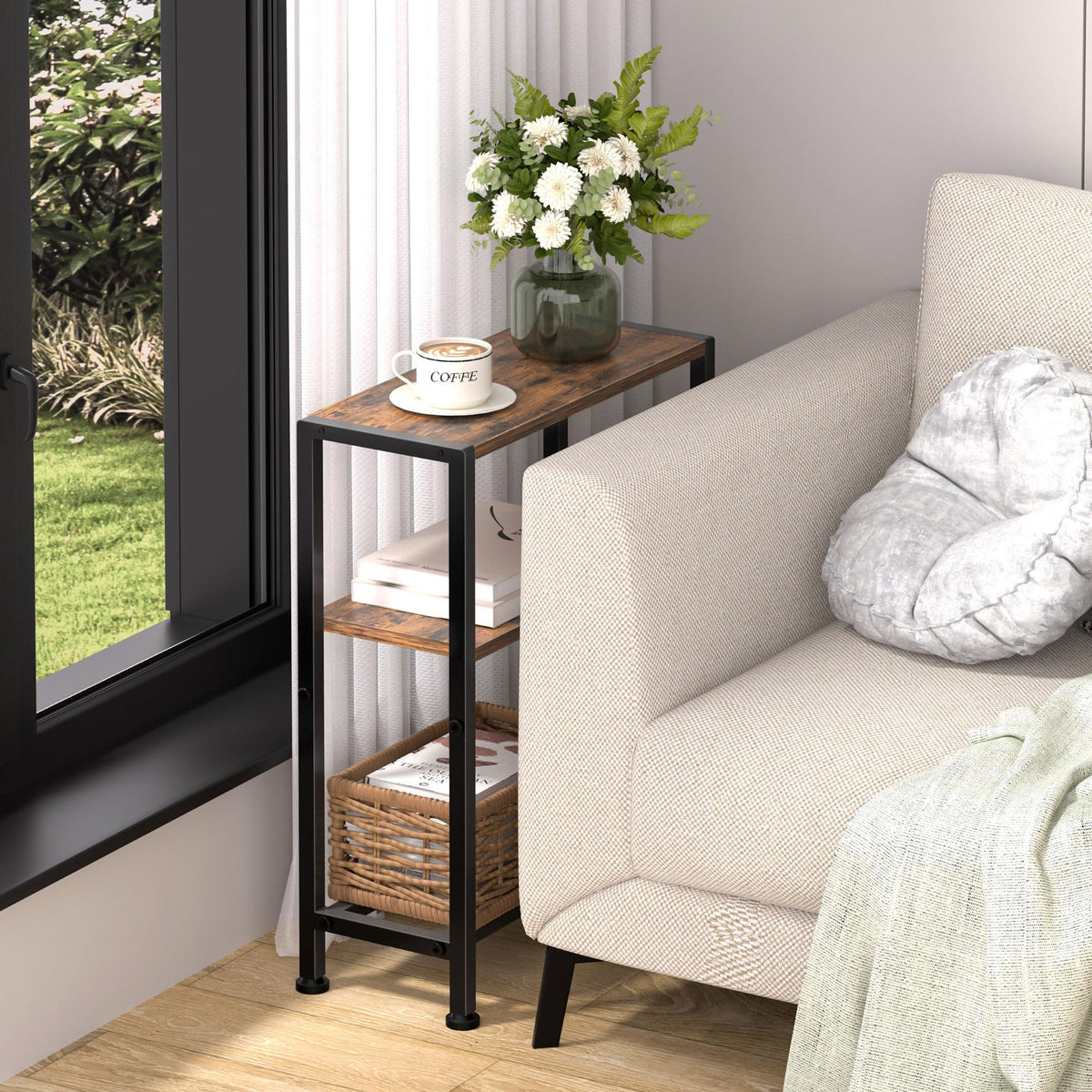 Narrow 2-Tier Side Table with Shelf K61655