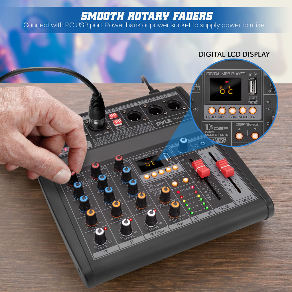 3-Channel DJ Audio Mixer with 16 Preset DSP Effects U51539