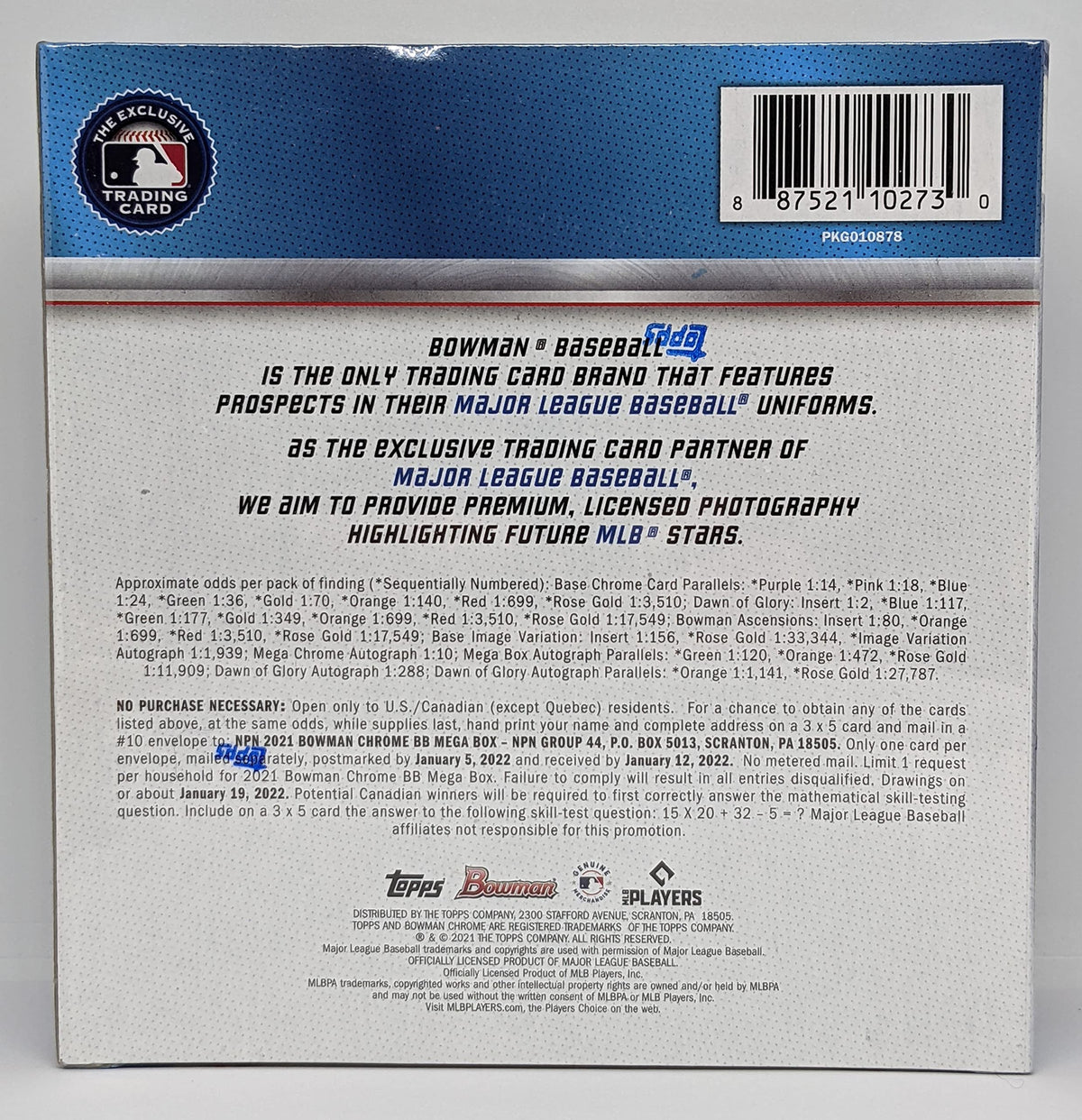 Bowman Chrome MLB Baseball Mega Box T885537