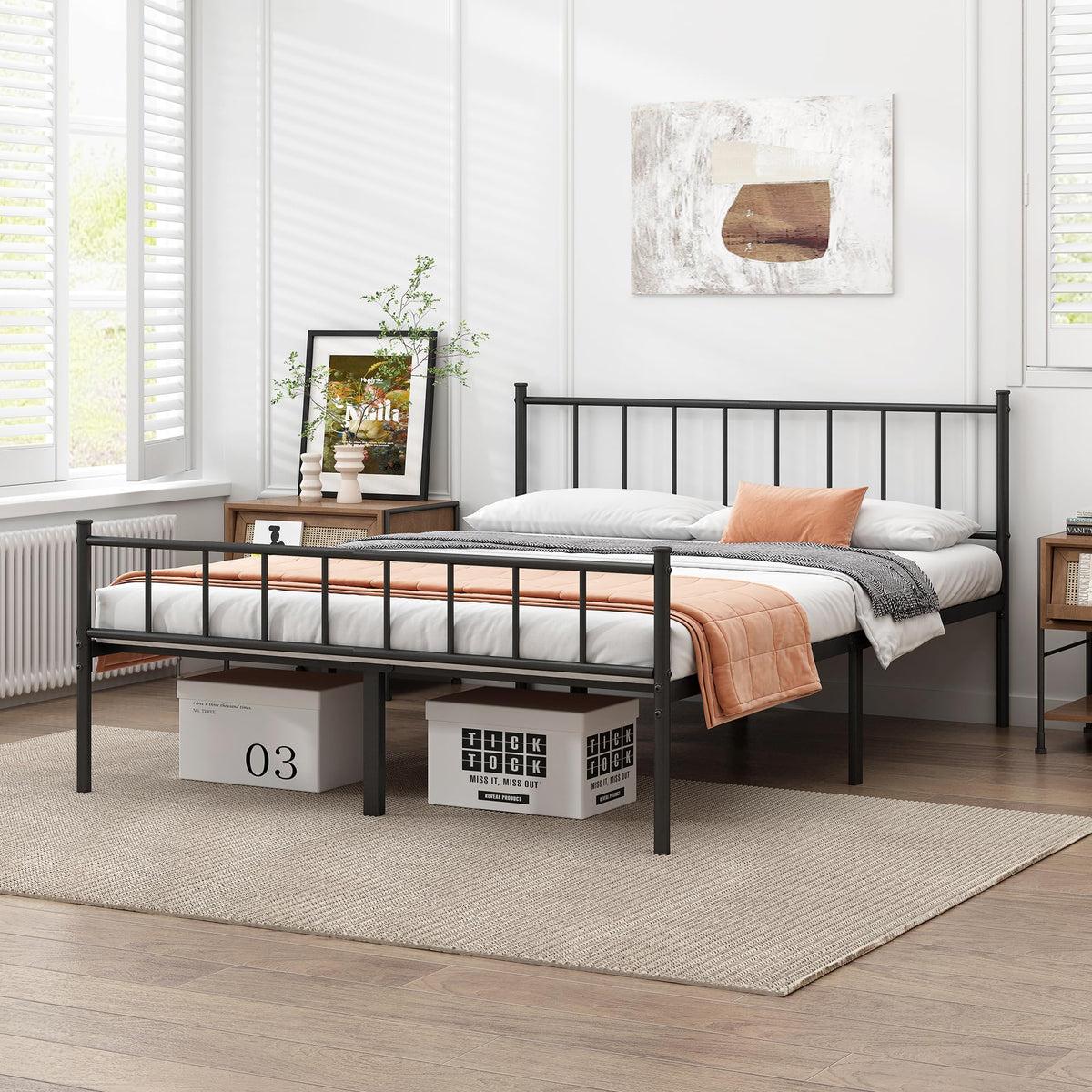 Queen Metal Bed Frame with Steel Slat Support M203820