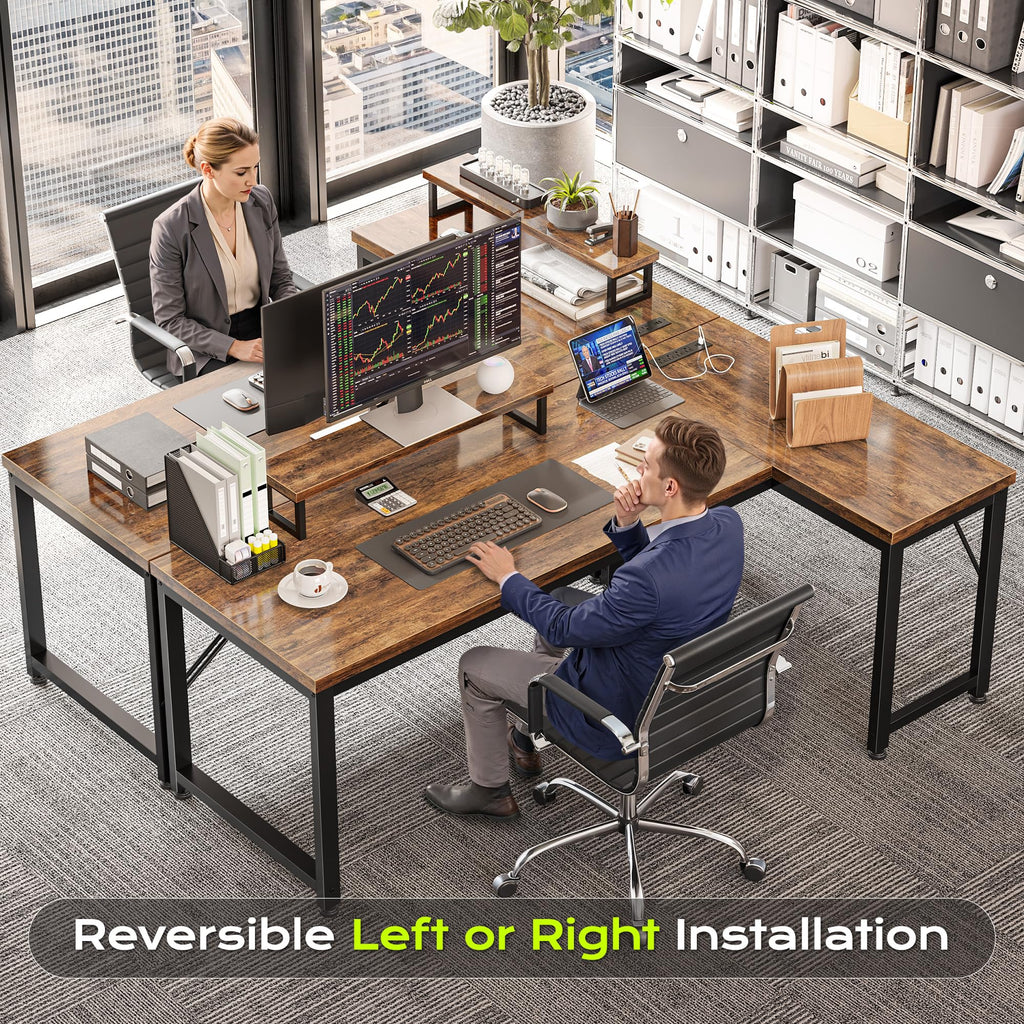 53" L Shaped Computer Desk with Outlets L5220